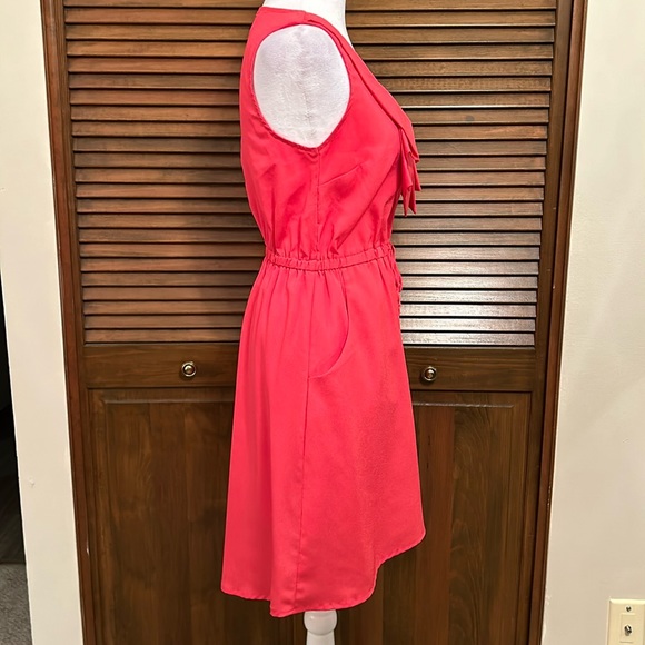 BeBop Red Pullover Elastic Waist Ruffle Collar Summer Dress Size M - Picture 3 of 9